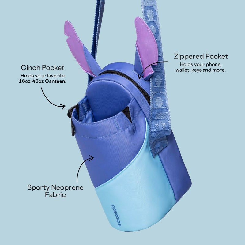 Corkcicle x Disney Stitch Crossbody Water Bottle Sling Bag  Fits 16 oz to 40 oz Tumbler - Water Bottle Holder with Strap and Padded Interior Securely Holds Bottle  Cards  Phone  Keys  and More - Image 4